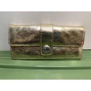 Brighton Metallic Gold Leather Long Wallet